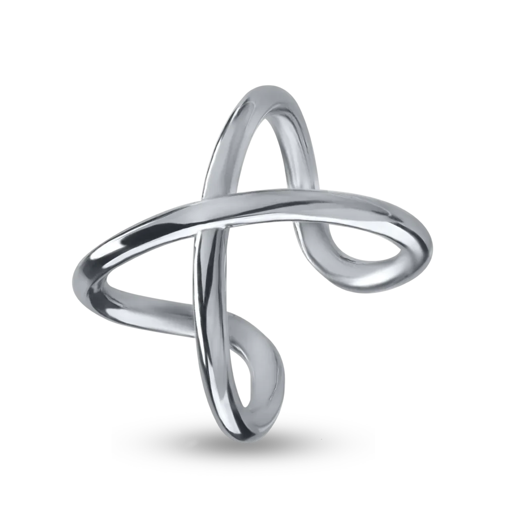 Cercel ear cuff din aur alb - imagine 2