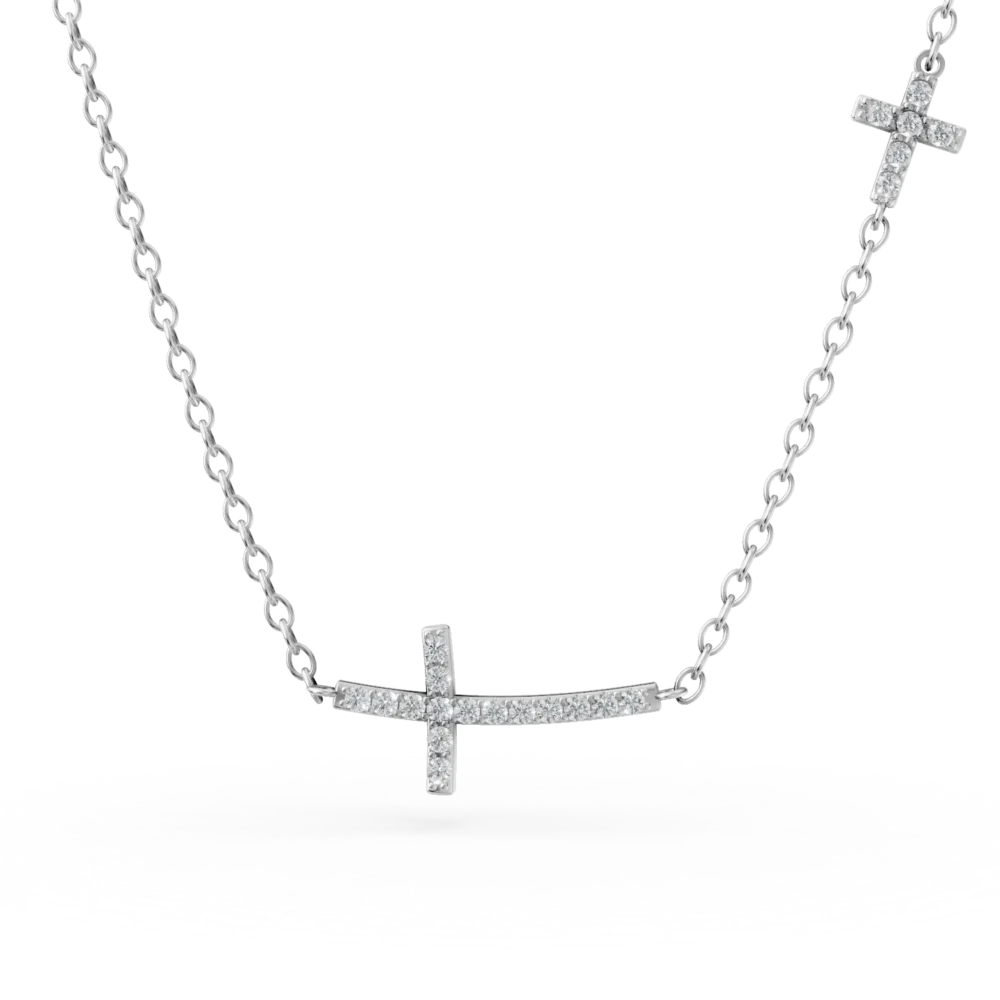 Colier cu cruce din aur alb