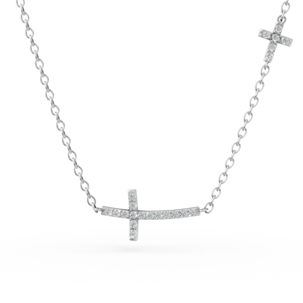 Colier cu cruce din aur alb