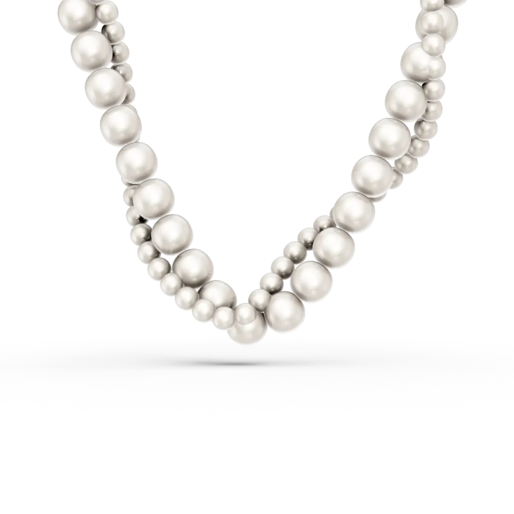 Colier din aur alb cu perle de cultura de 183.1ct