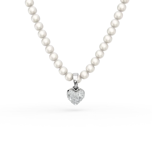 Colier din aur alb cu perle de cultura de 45ct si diamante de 0.1ct