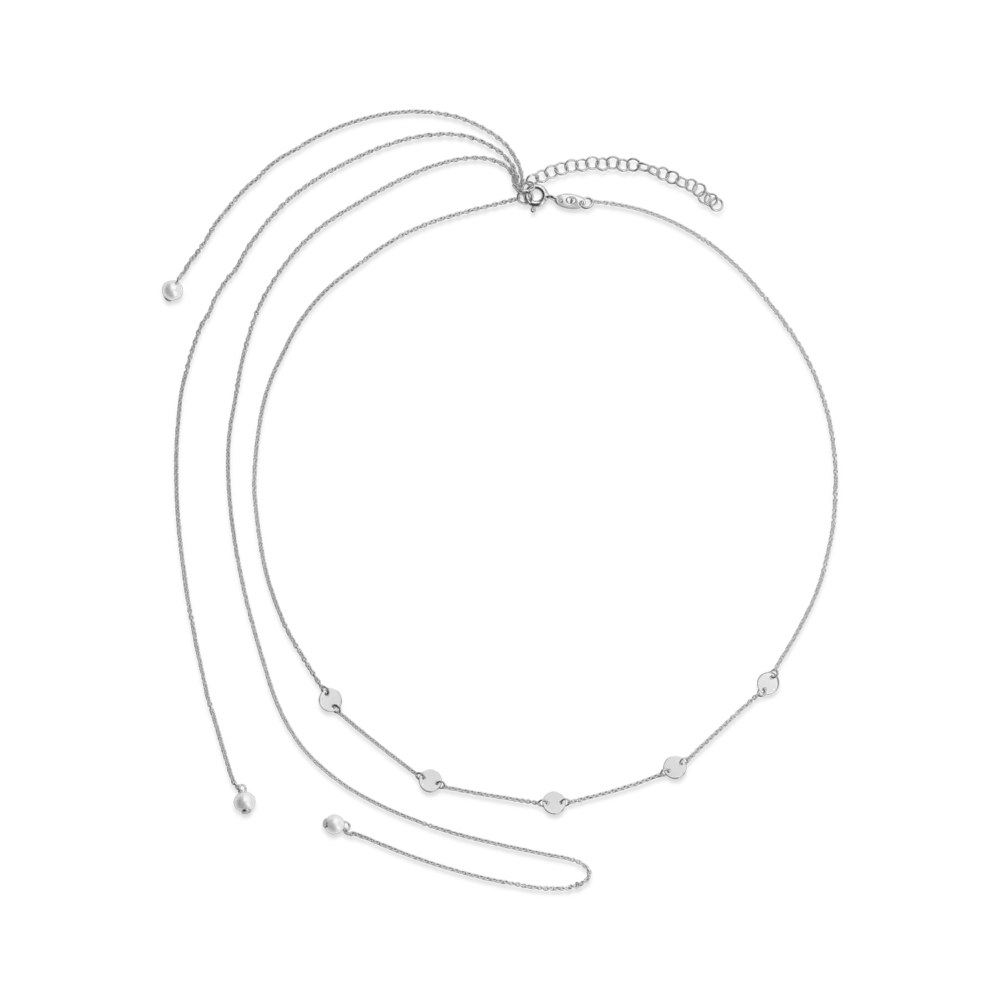 Colier din aur alb cu perle naturale si extensii pentru spate - imagine 2