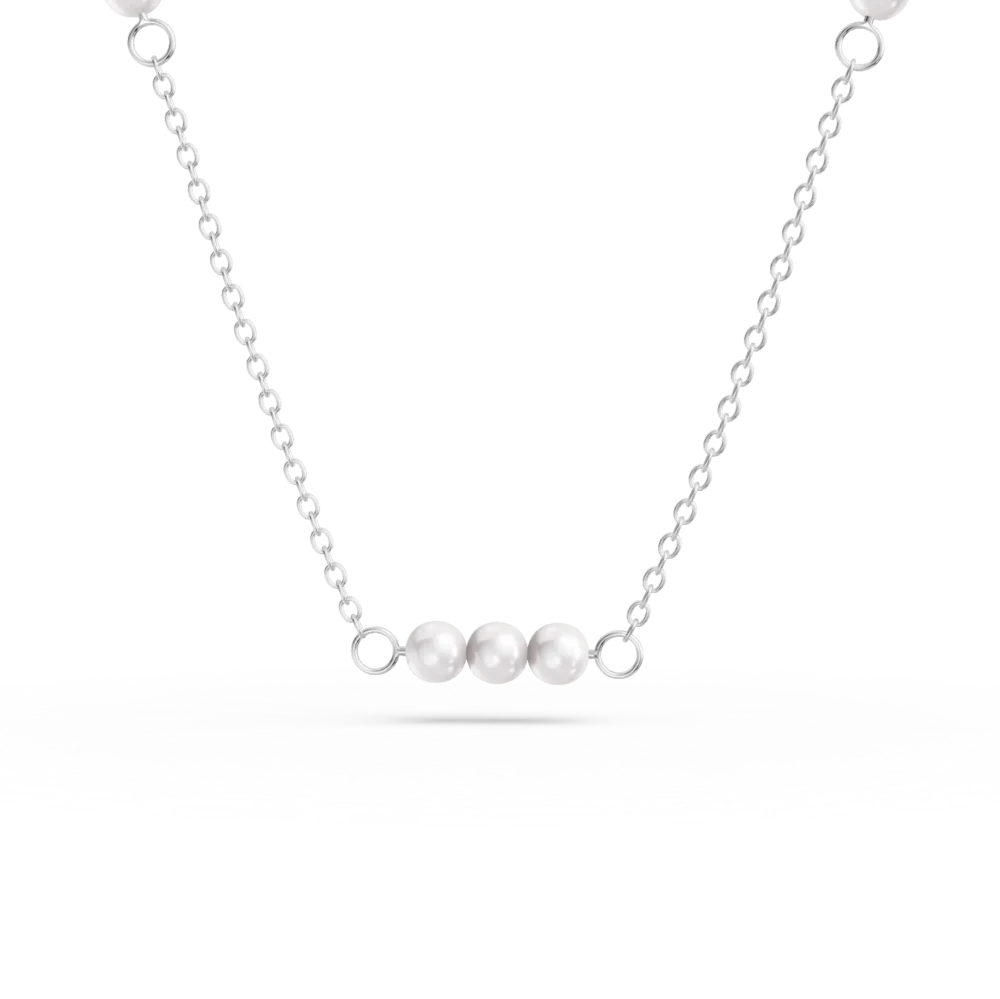 Colier din aur alb cu perle naturale