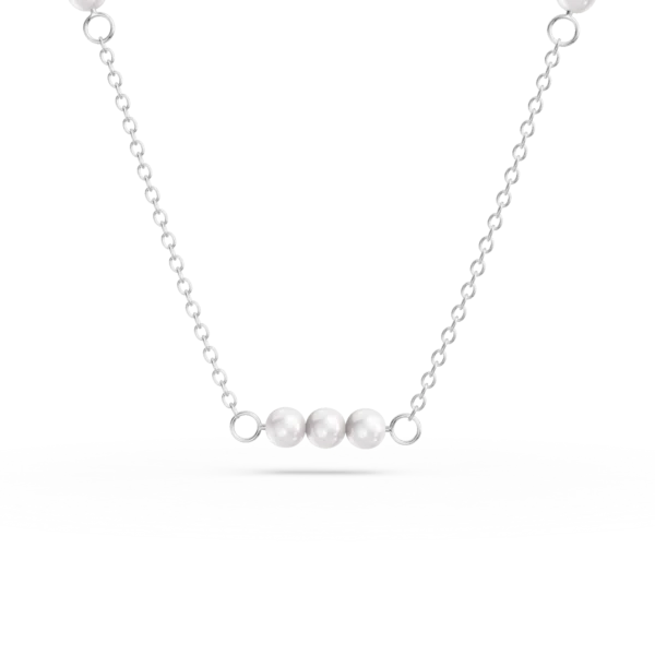 Colier din aur alb cu perle naturale