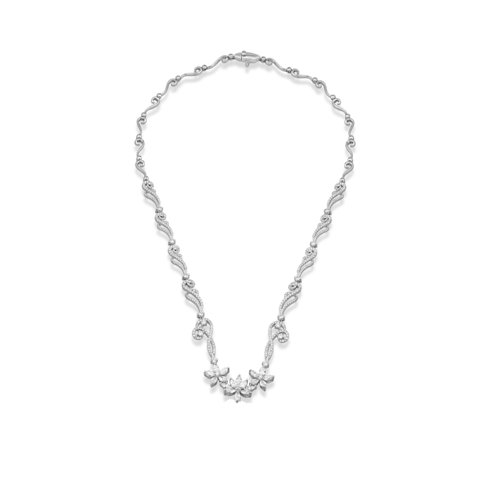 Colier din aur alb cu diamante marquise si rotunde de 4.26ct