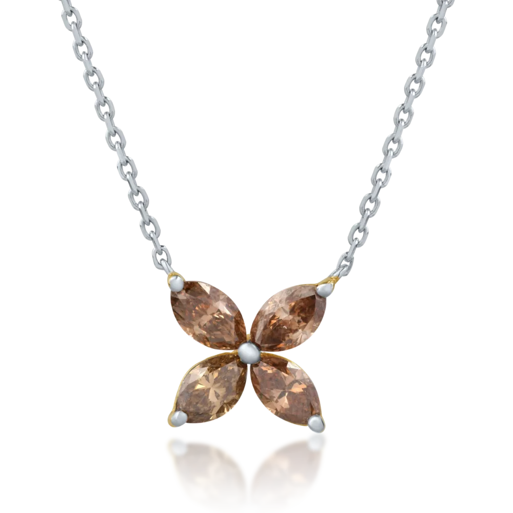 Colier din aur alb cu diamante maro marquise de 1.49ct