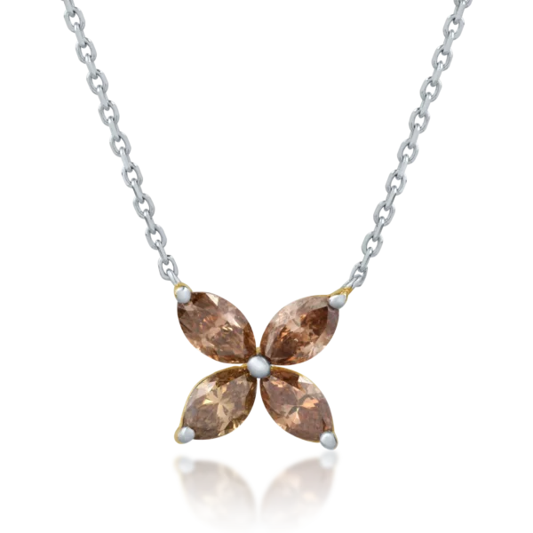 Colier din aur alb cu diamante maro marquise de 1.49ct