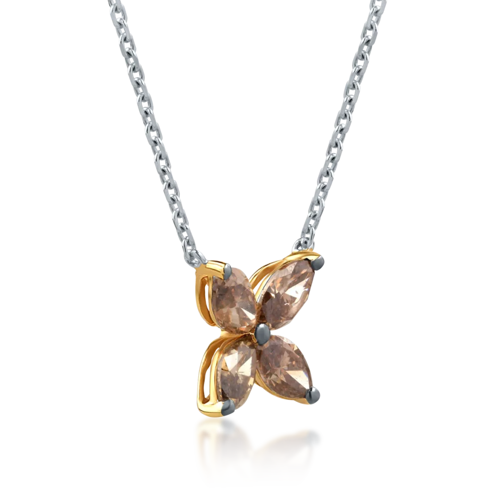 Colier din aur alb cu diamante maro marquise de 1.49ct - imagine 2