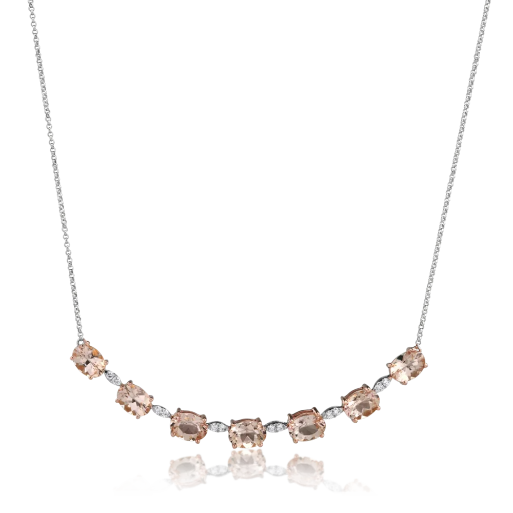 Colier din aur alb cu morganite de 4.7ct si diamante de 0.17ct
