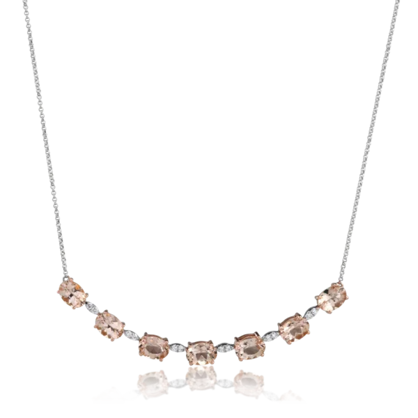 Colier din aur alb cu morganite de 4.7ct si diamante de 0.17ct