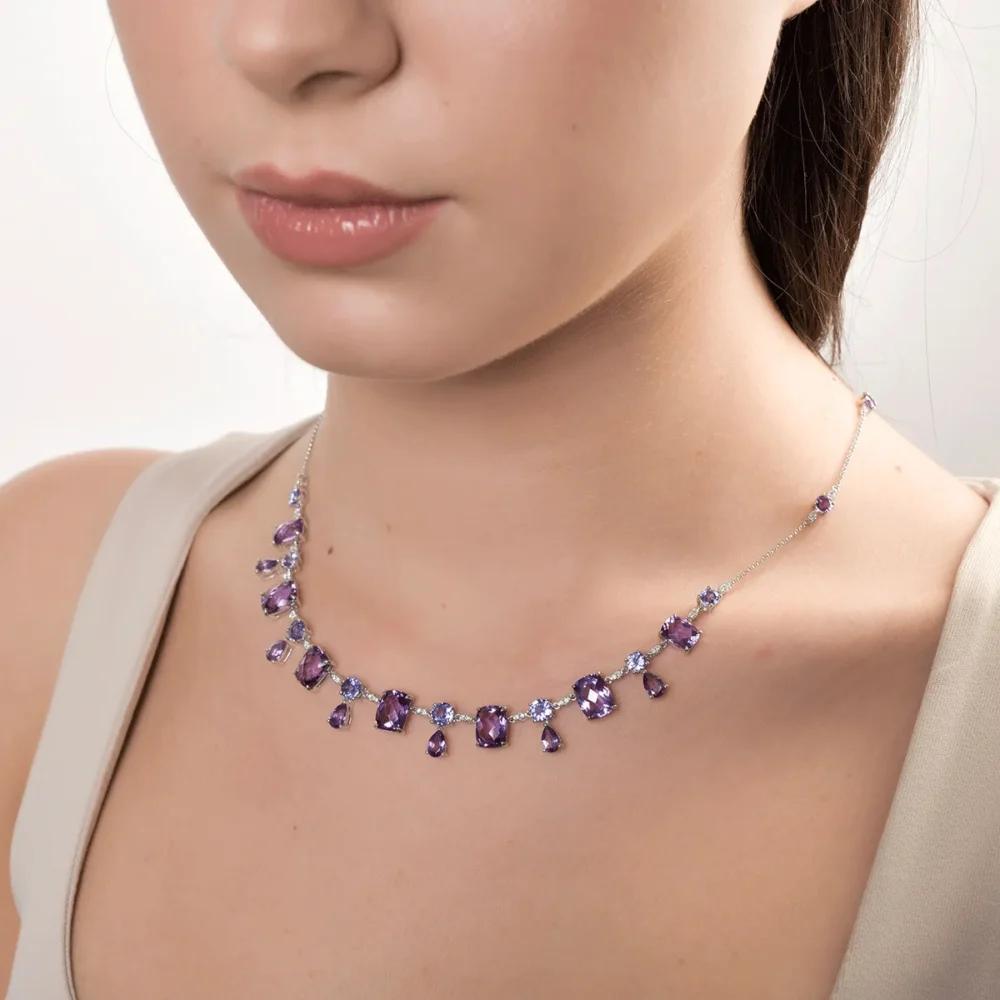 Colier din aur alb cu pietre pretioase si semipretioase de 20.71ct - imagine 2