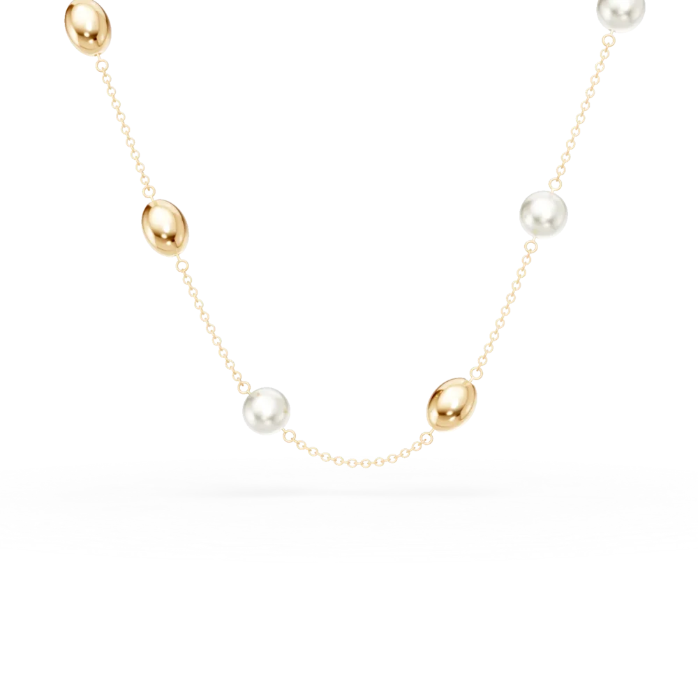 Colier din aur galben cu perle de cultura de 5ct