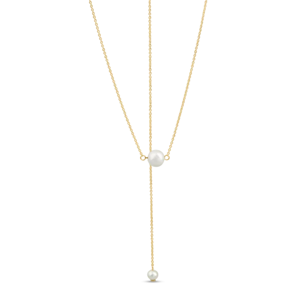 Colier din aur galben cu perle naturale si extensie pentru spate