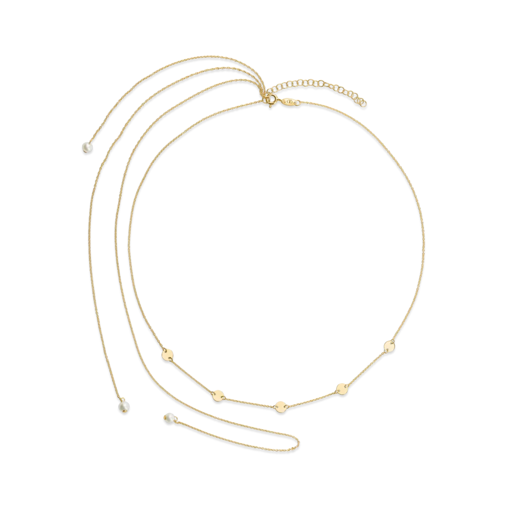 Colier din aur galben cu perle naturale si extensii pentru spate - imagine 2