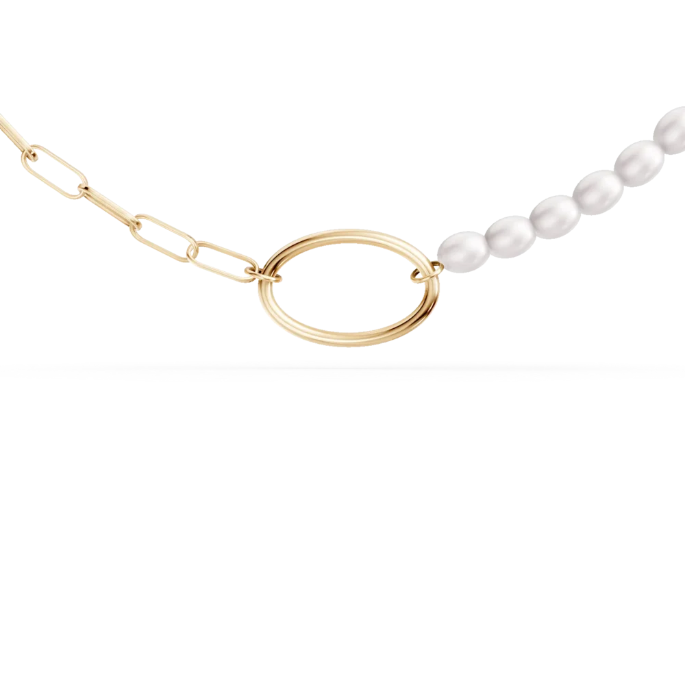 Colier din aur galben cu zale si perle naturale