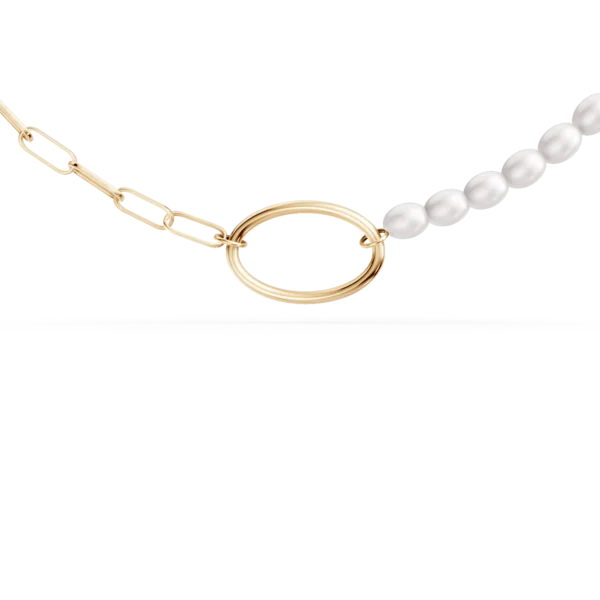 Colier din aur galben cu zale si perle naturale