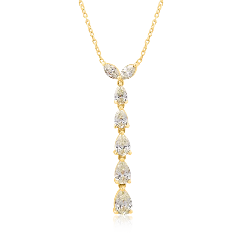 Colier din aur galben cu diamante galbene pear de 0.97ct