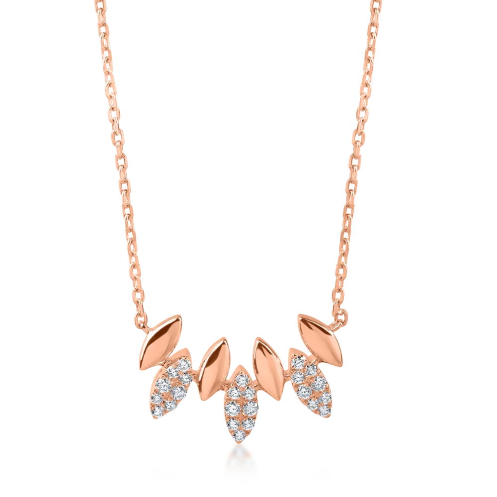 Colier din aur roz cu diamante de 0.1ct