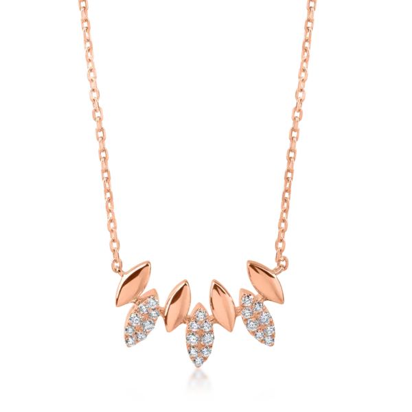 Colier din aur roz cu diamante de 0.1ct