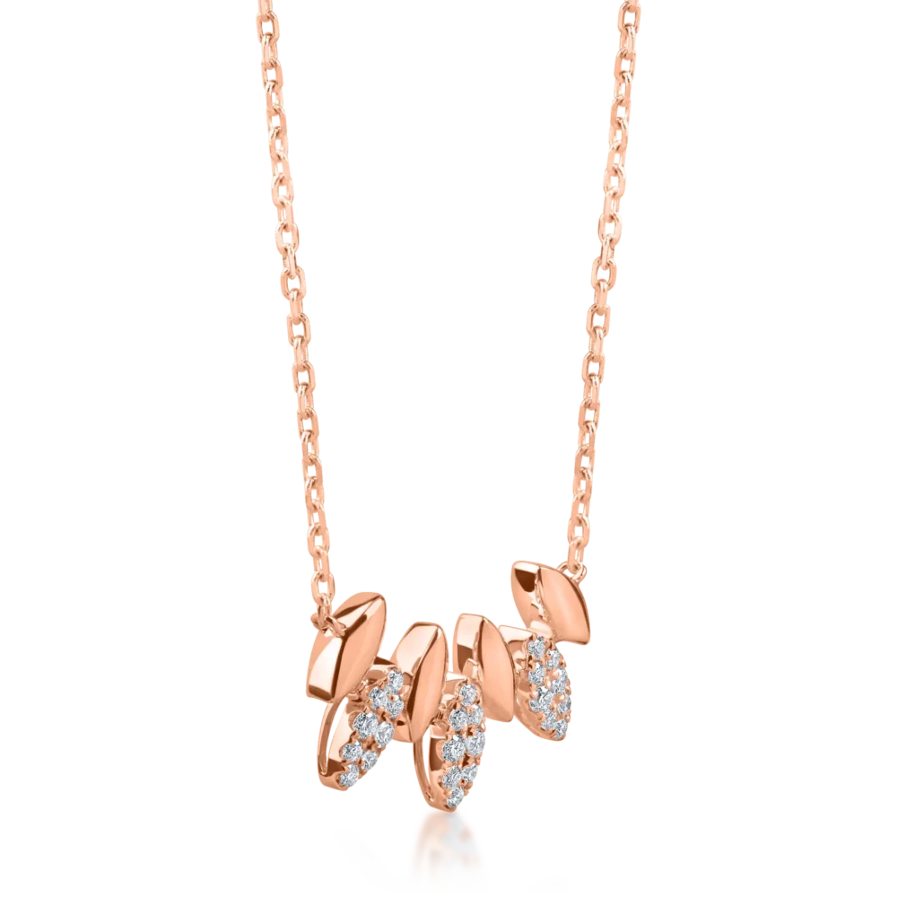 Colier din aur roz cu diamante de 0.1ct - imagine 2