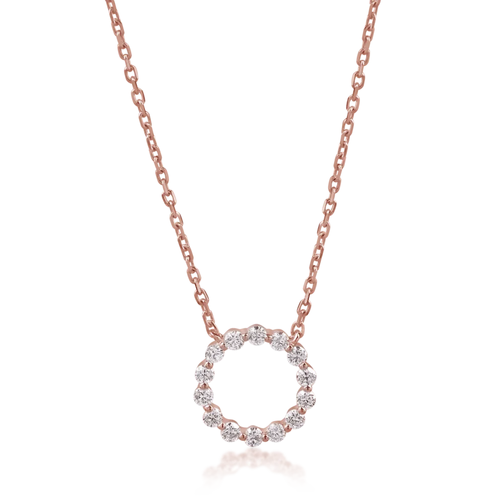 Colier din aur roz cu diamante de 0.2ct