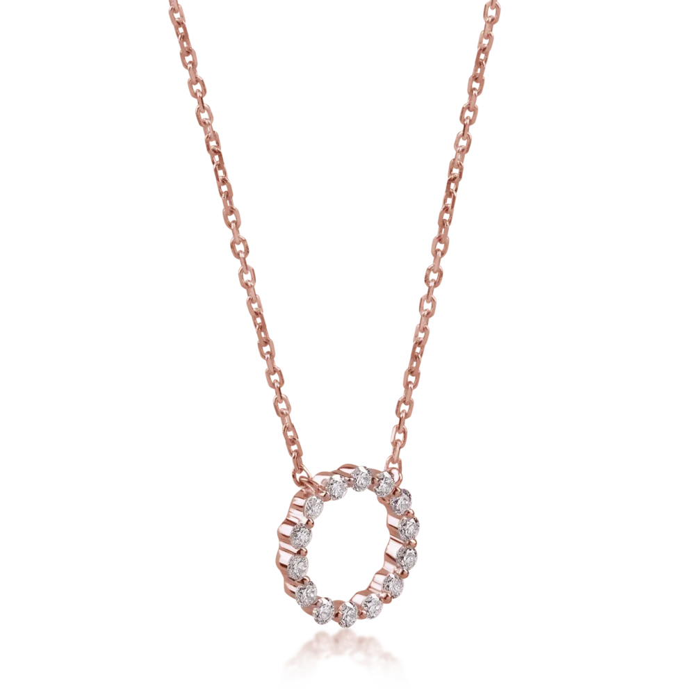 Colier din aur roz cu diamante de 0.2ct - imagine 2