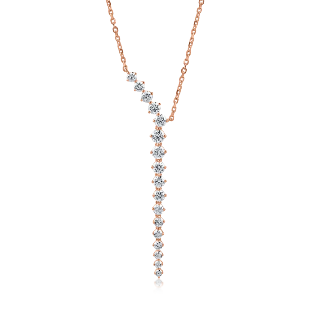 Colier din aur roz cu diamante de 1.2ct