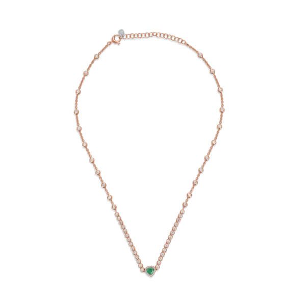 Colier din aur roz cu smarald heart de 0.52ct si diamante de 1.75ct