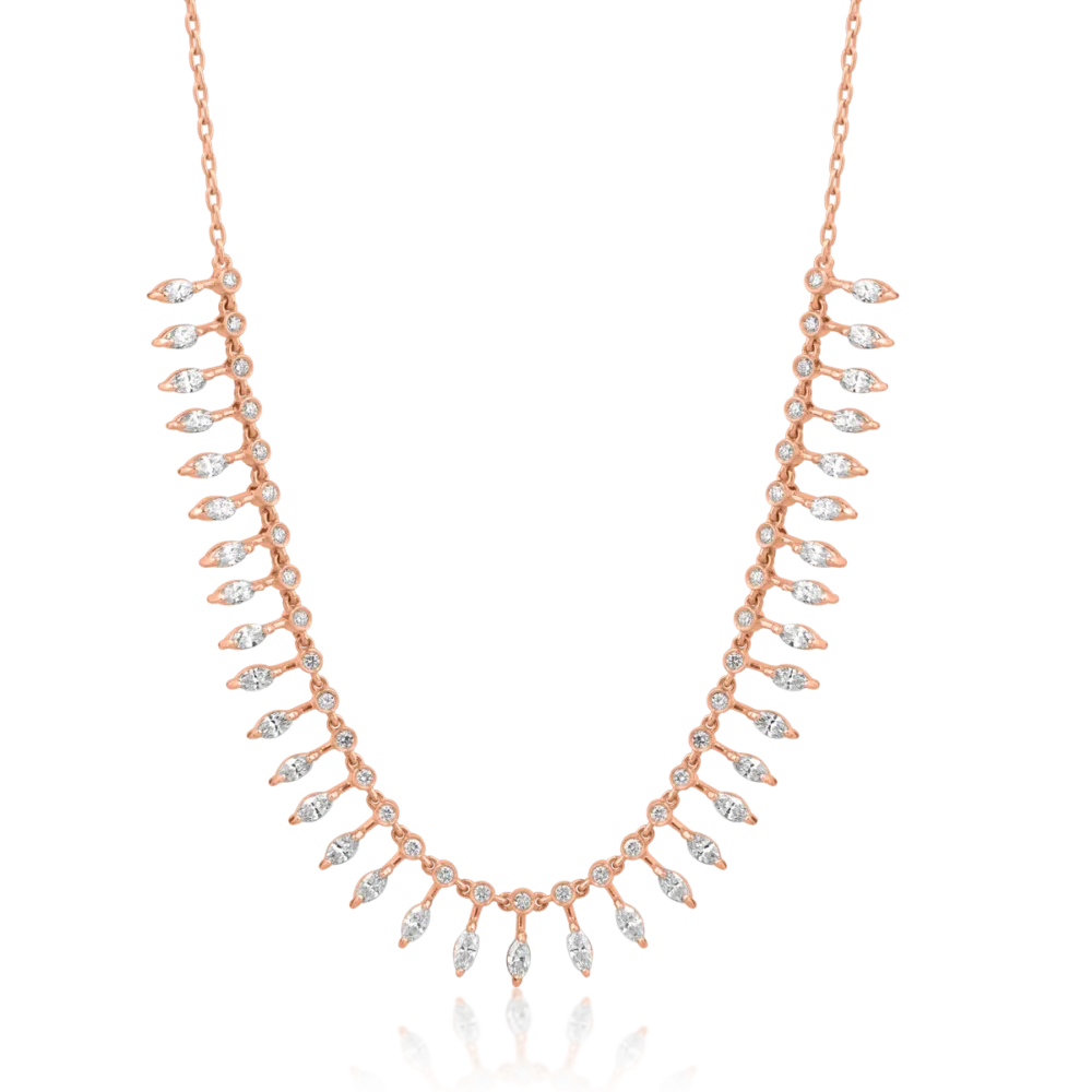 Colier din aur roz cu diamante marquise si rotunde de 2.01ct