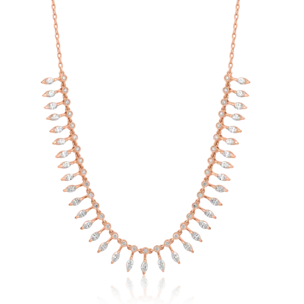 Colier din aur roz cu diamante marquise si rotunde de 2.01ct