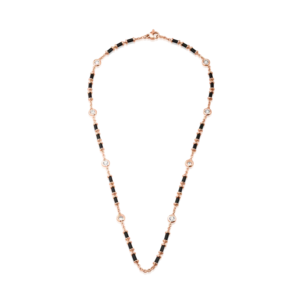Colier pentru barbati din aur roz cu onix de 6.5ct si diamante de 1.42ct