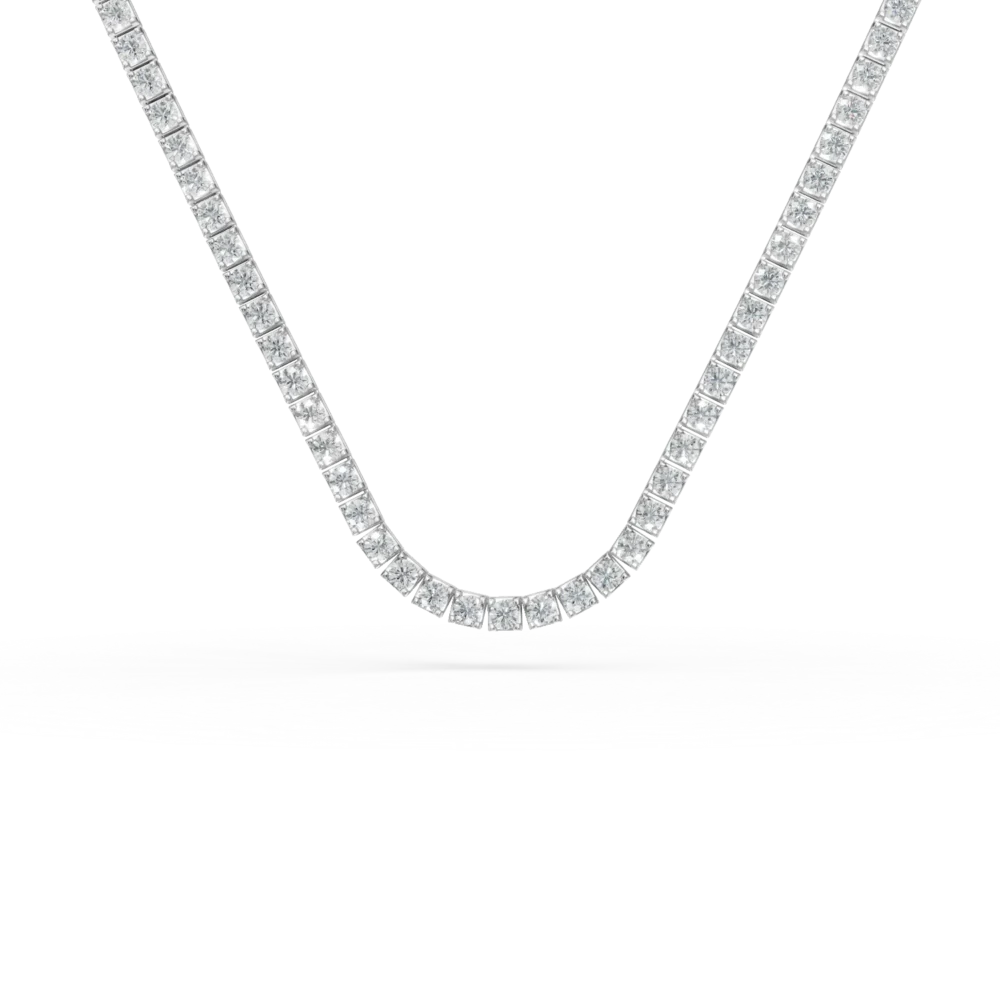 Colier tennis din aur alb cu diamante de 1.7ct