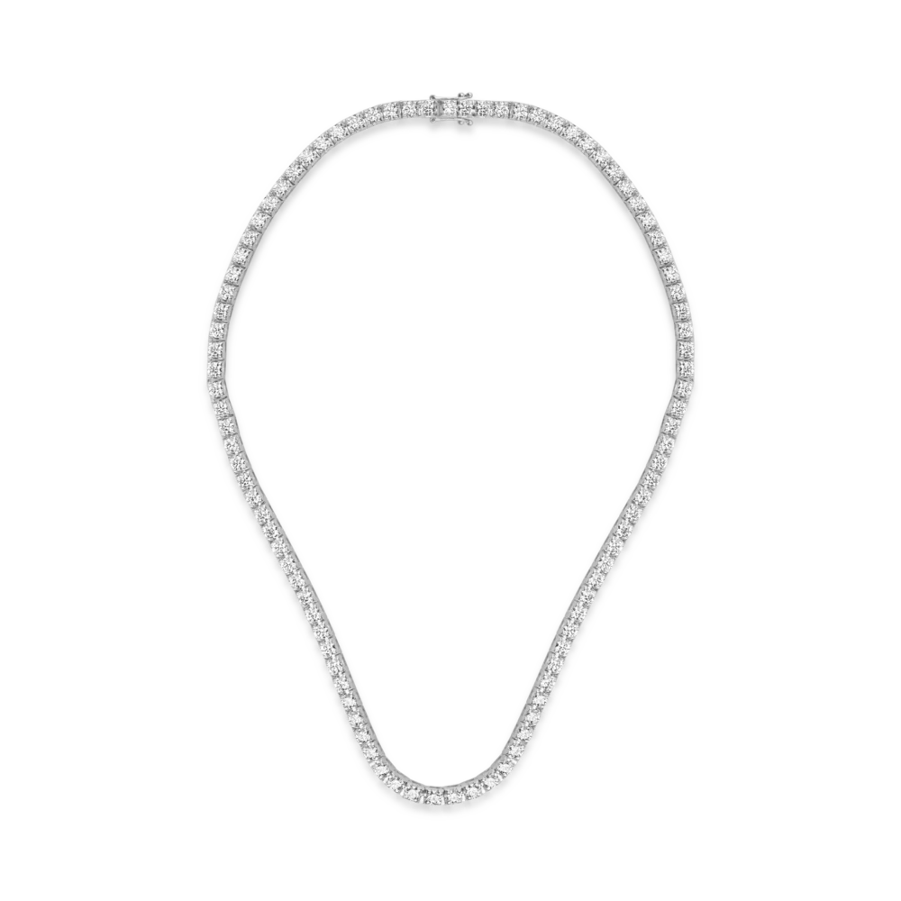 Colier tennis din aur alb cu diamante de 15.35ct