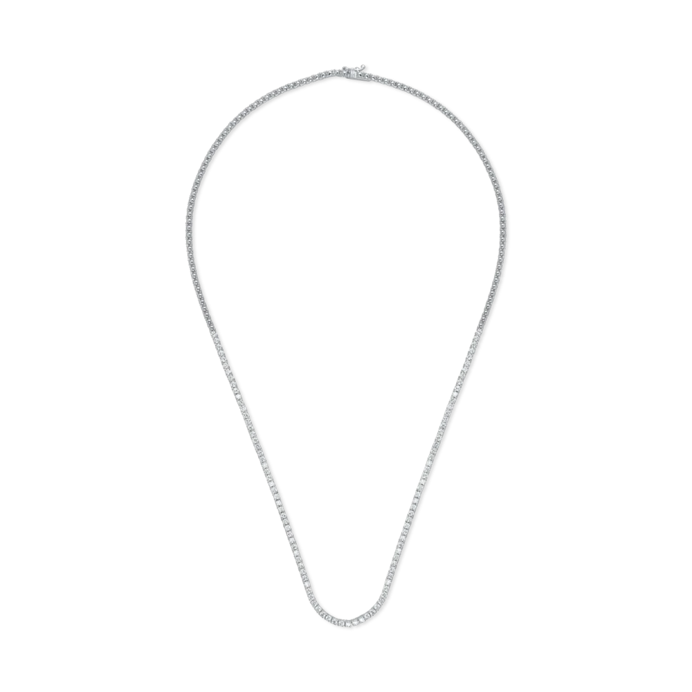 Colier tennis din aur alb cu diamante de 2ct