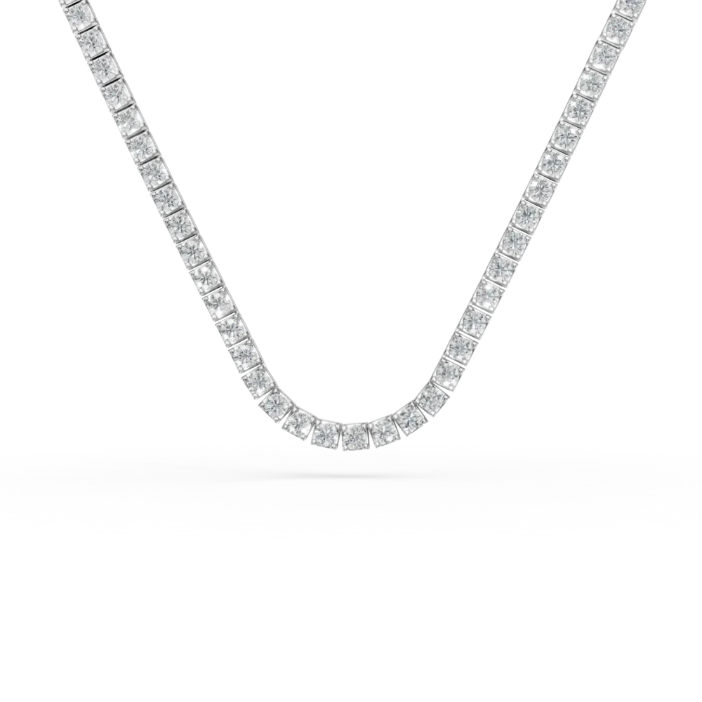 Colier tennis din aur alb cu diamante de 3.1ct