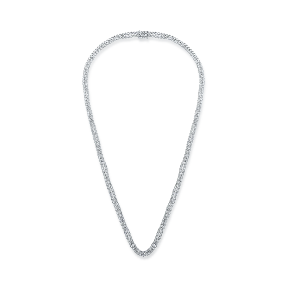 Colier tennis din aur alb cu diamante de 3.87ct