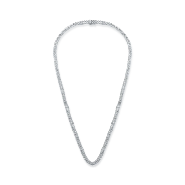 Colier tennis din aur alb cu diamante de 3.87ct