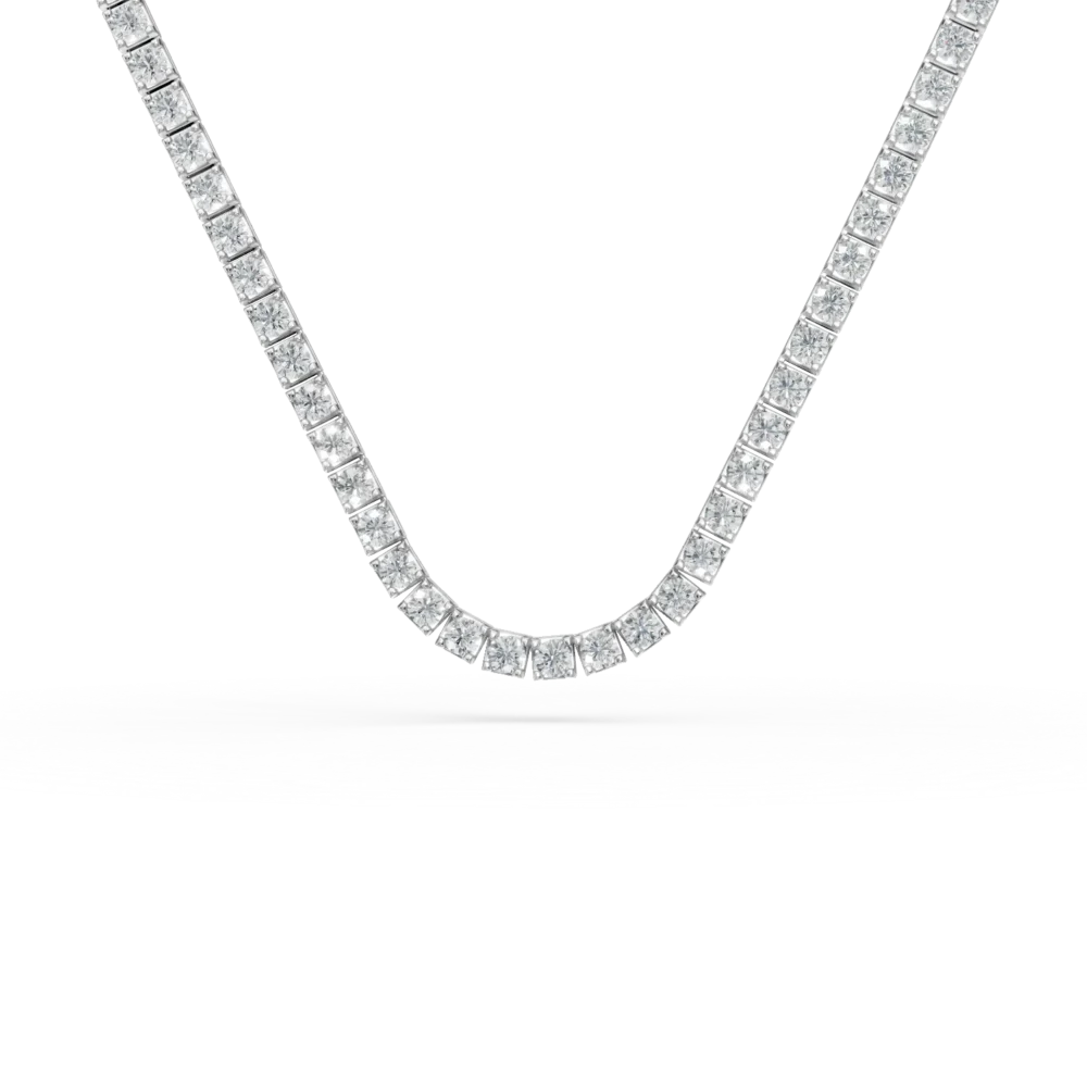 Colier tennis din aur alb cu diamante de 3.9ct