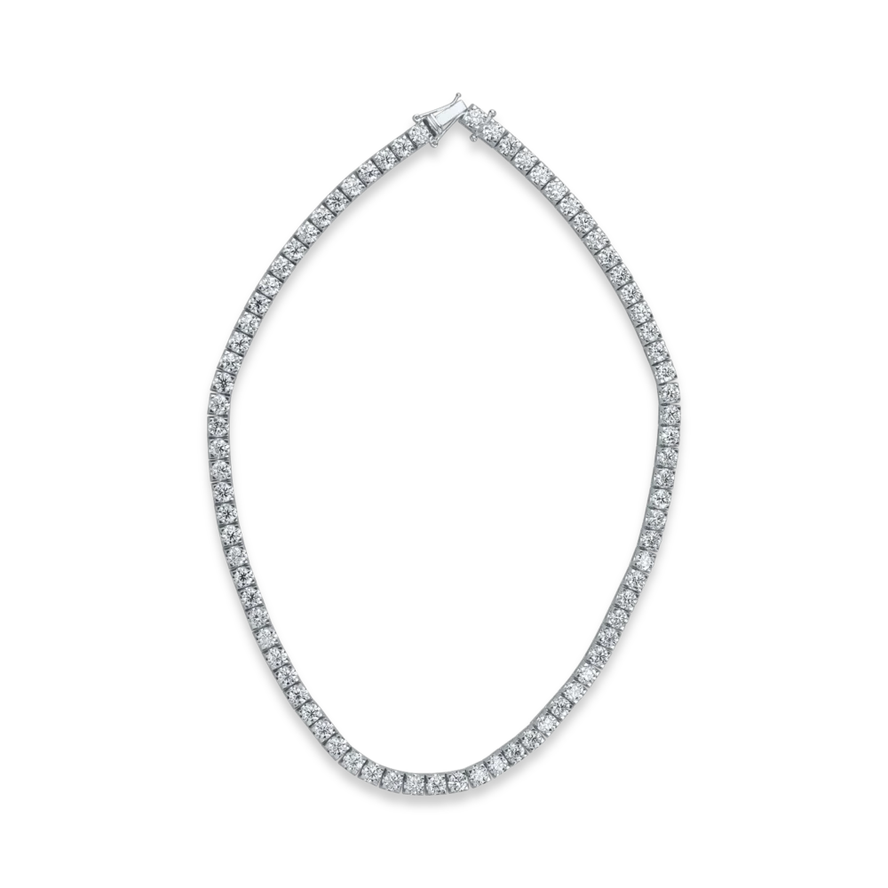 Colier tennis din aur alb cu diamante de 31.66ct