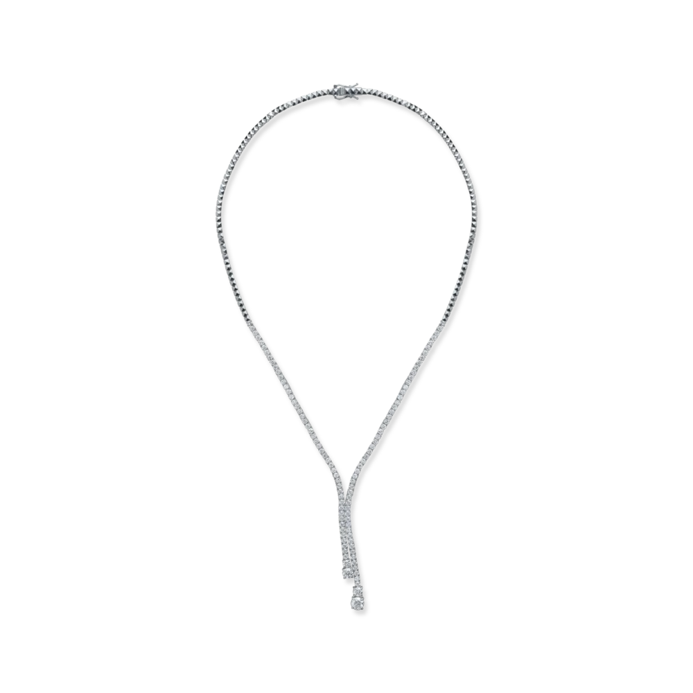 Colier tennis din aur alb cu diamante de 4.62ct