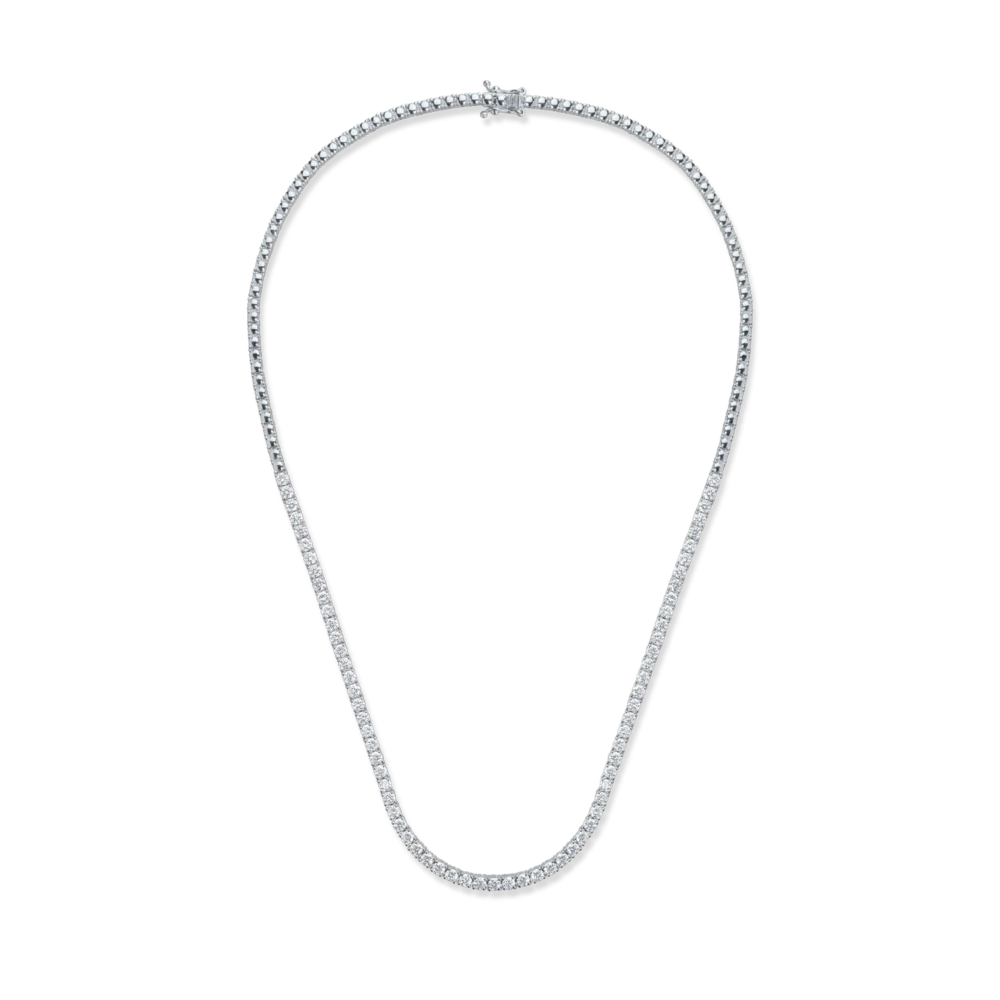 Colier tennis din aur alb cu diamante de 5.14ct