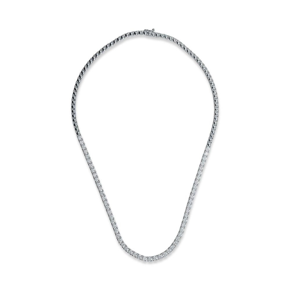 Colier tennis din aur alb cu diamante de 6.5ct