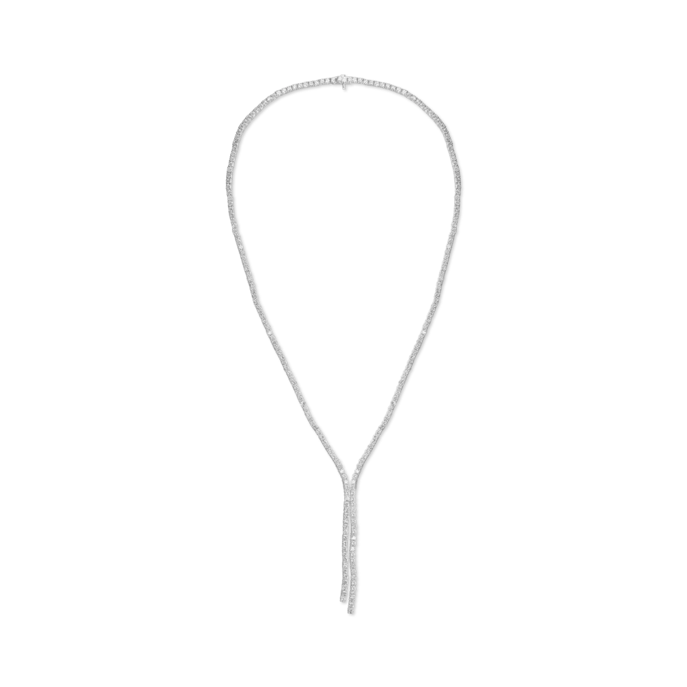 Colier tennis din aur alb cu diamante de 9.5ct