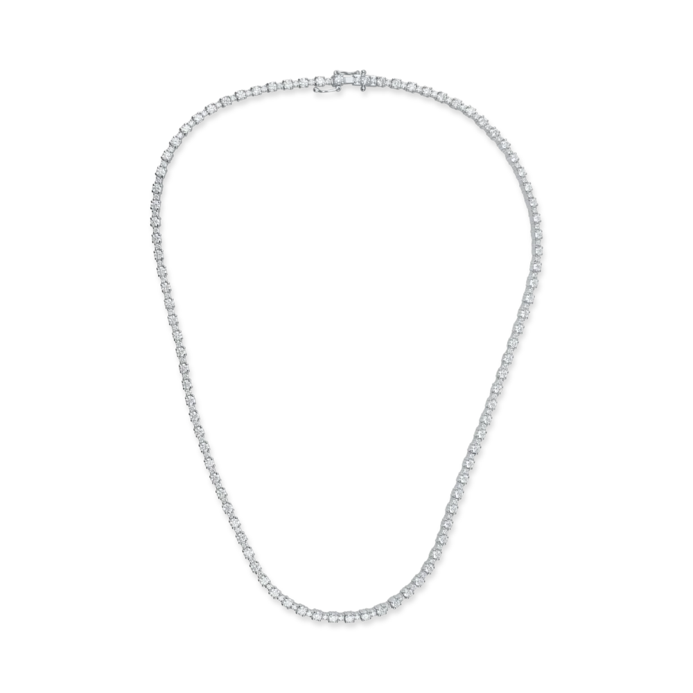 Colier tennis din aur alb cu diamante de 9.5ct