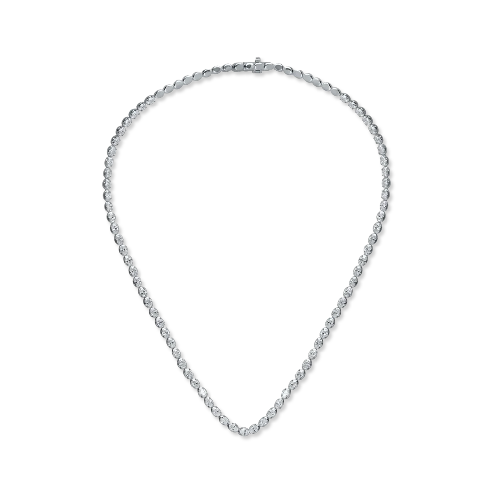 Colier tennis din aur alb cu diamante de 9.6ct