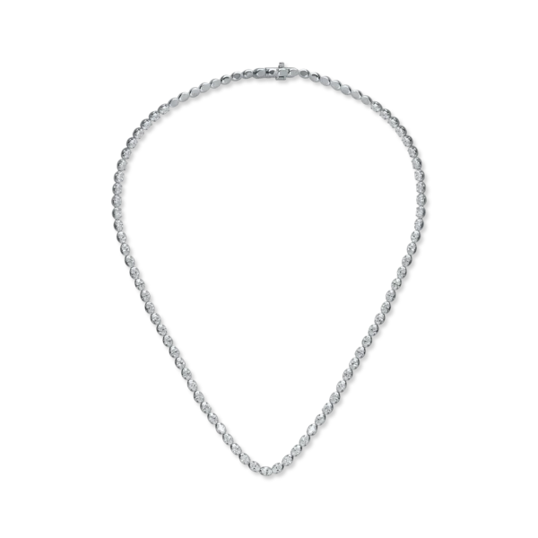 Colier tennis din aur alb cu diamante de 9.6ct