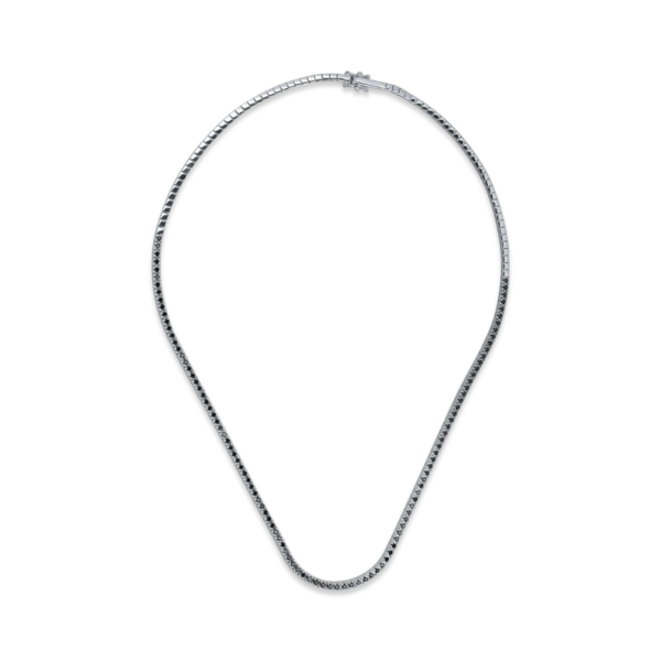 Colier tennis din aur alb cu diamante negre de 1.6ct
