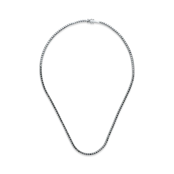 Colier tennis din aur alb cu diamante negre de 2.25ct