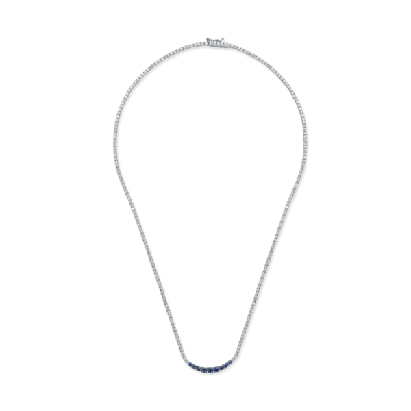 Colier tennis din aur alb cu safire de 0.66ct si diamante de 3.52ct