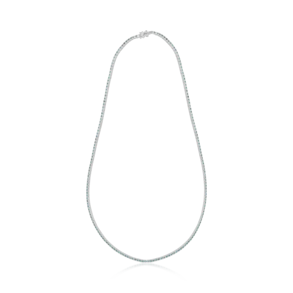 Colier tennis din aur alb cu diamante albastre de 4.35ct